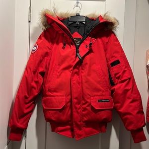 Canada goose red winter jacket with coyote fur